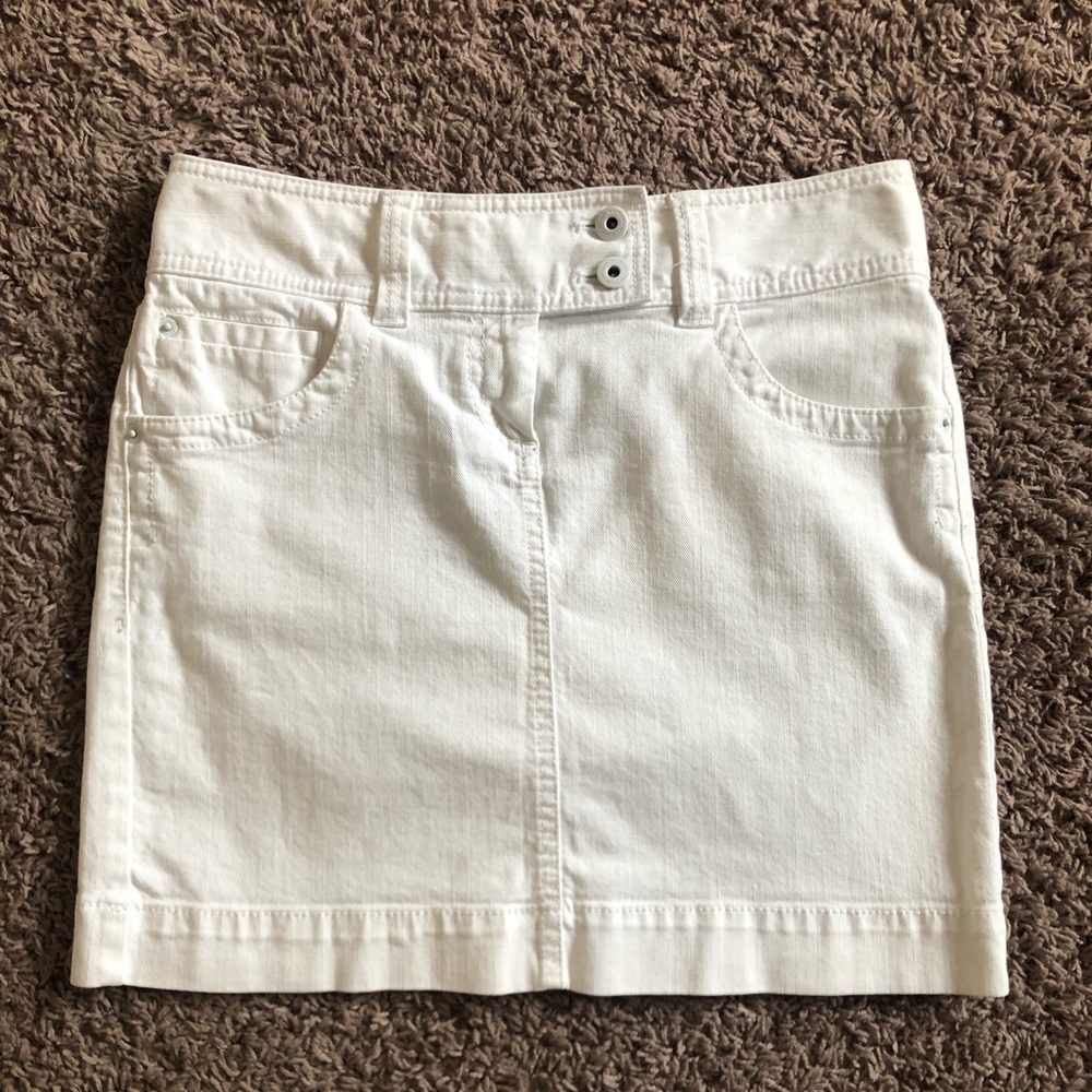 Ann Taylor Loft white denim skirt